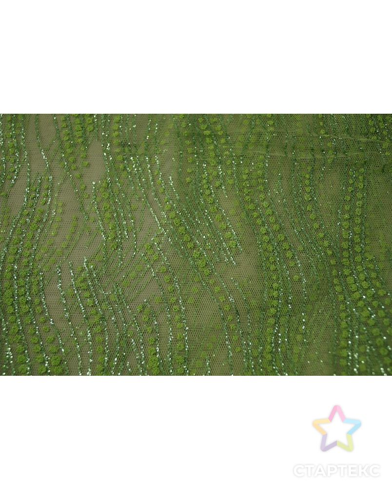 Гипюр, цвет весенний травы с блестками арт. ГТ-814-1-ГТ0025771 2