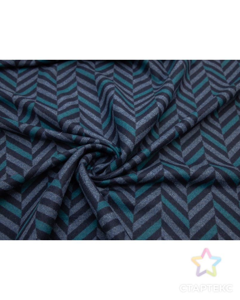 Пальтовая ткань сукно с рисунком "Шеврона", цвет сине-бирюзовый арт. ГТ-8358-1-ГТ-26-10240-14-21-1 1