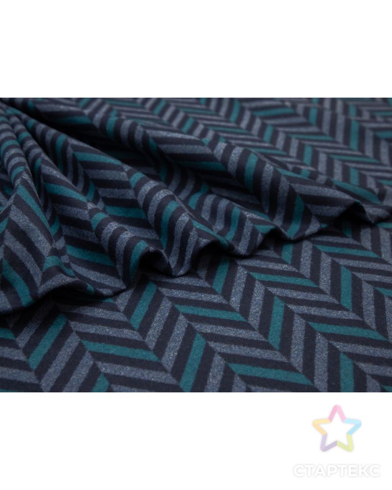 Пальтовая ткань сукно с рисунком "Шеврона", цвет сине-бирюзовый арт. ГТ-8358-1-ГТ-26-10240-14-21-1 3