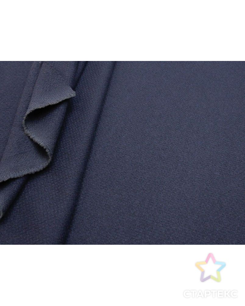 Двухсторонняя пальтовая ткань с вязанной фактурой, цвет темно-синий арт. ГТ-8765-1-ГТ-26-10400-1-30-1 5