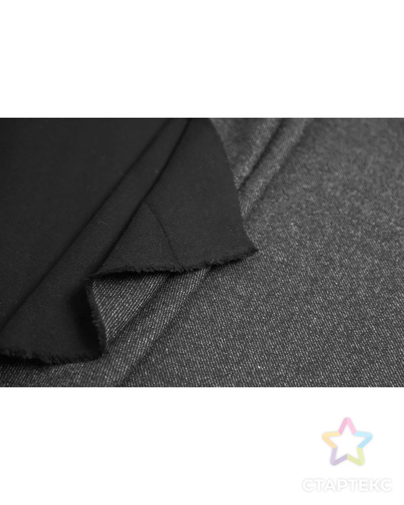 Двухслойная пальтовая ткань с диагональной полоской, цвет черно-серый арт. ГТ-6513-1-ГТ-26-8288-6-21-1 5