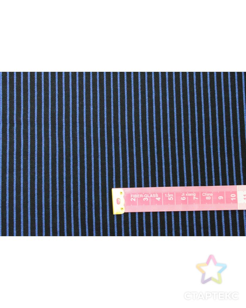 Ткань трикотаж, ярко-синяя полоска на черном фоне арт. ГТ-913-1-ГТ0026806 2