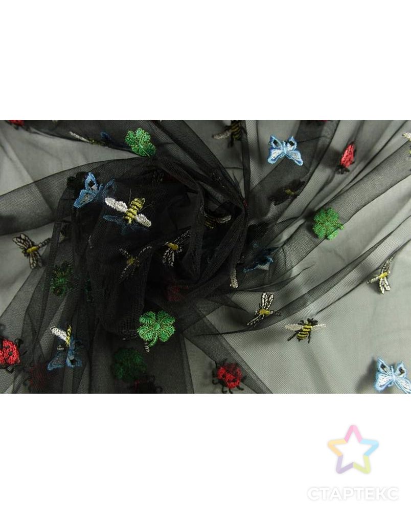 Сетка черного цвета с изображением насекомых арт. ГТ-918-1-ГТ0026879