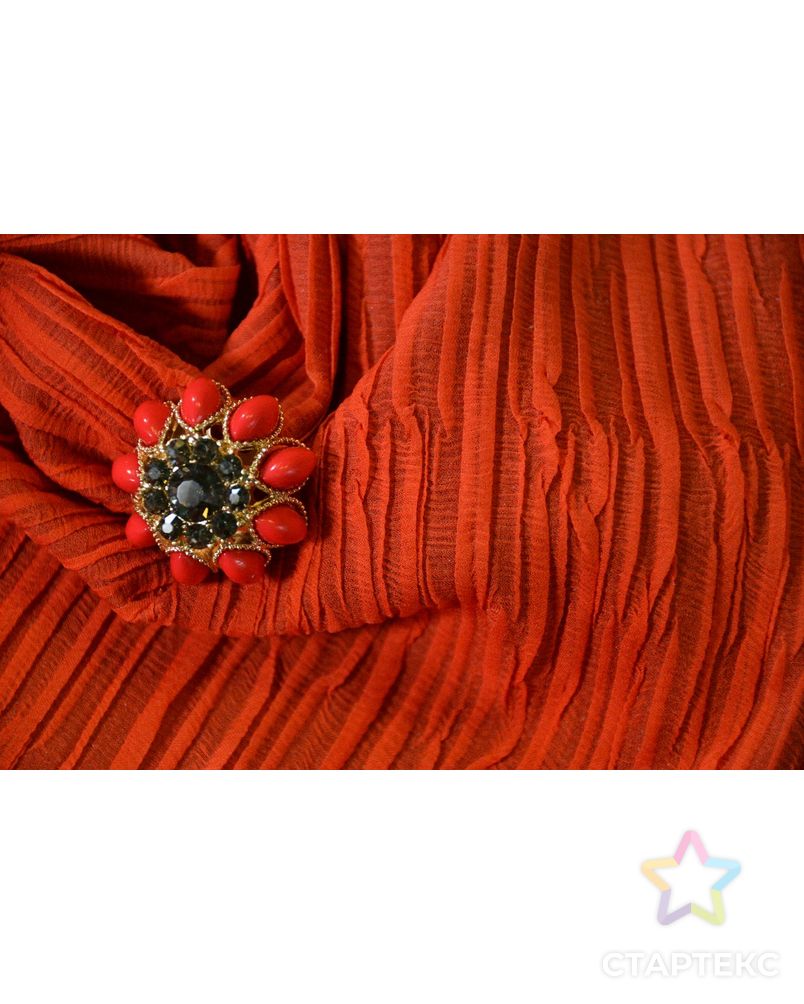 Ткань шелковая с эффектом сжатия, оранжевый цвет каньона Вермиллион арт. ГТ-929-1-ГТ0027206 3