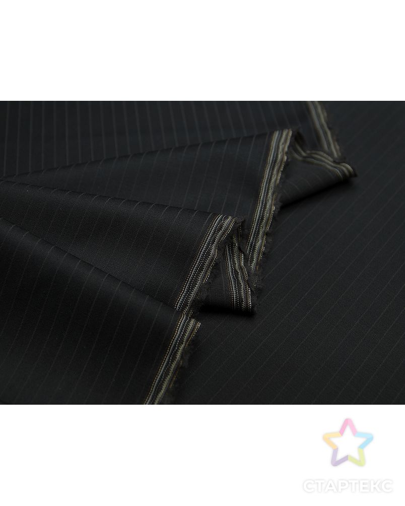 Изысканная черная костюмная ткань в текстурную полоску арт. ГТ-3663-1-ГТ0000274 5