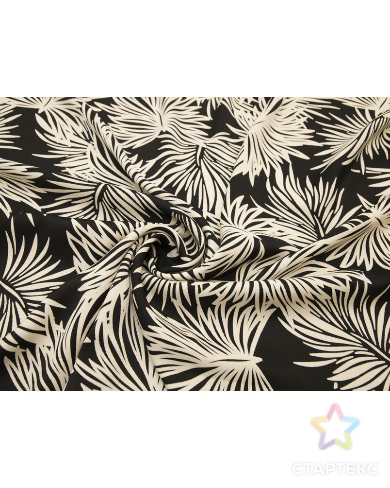 Плательная ткань с рисунком "листья кипариса" на черном фоне арт. ГТ-8443-1-ГТ-28-10354-11-21-1 1