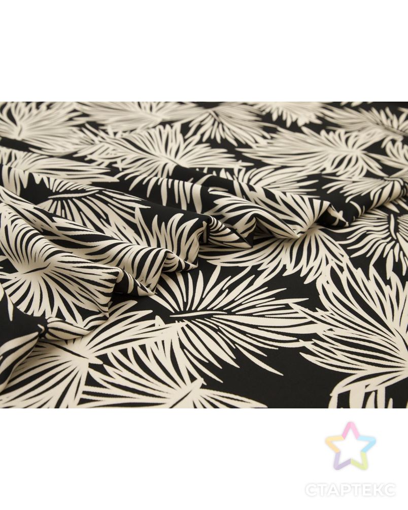 Плательная ткань с рисунком "листья кипариса" на черном фоне арт. ГТ-8443-1-ГТ-28-10354-11-21-1 3