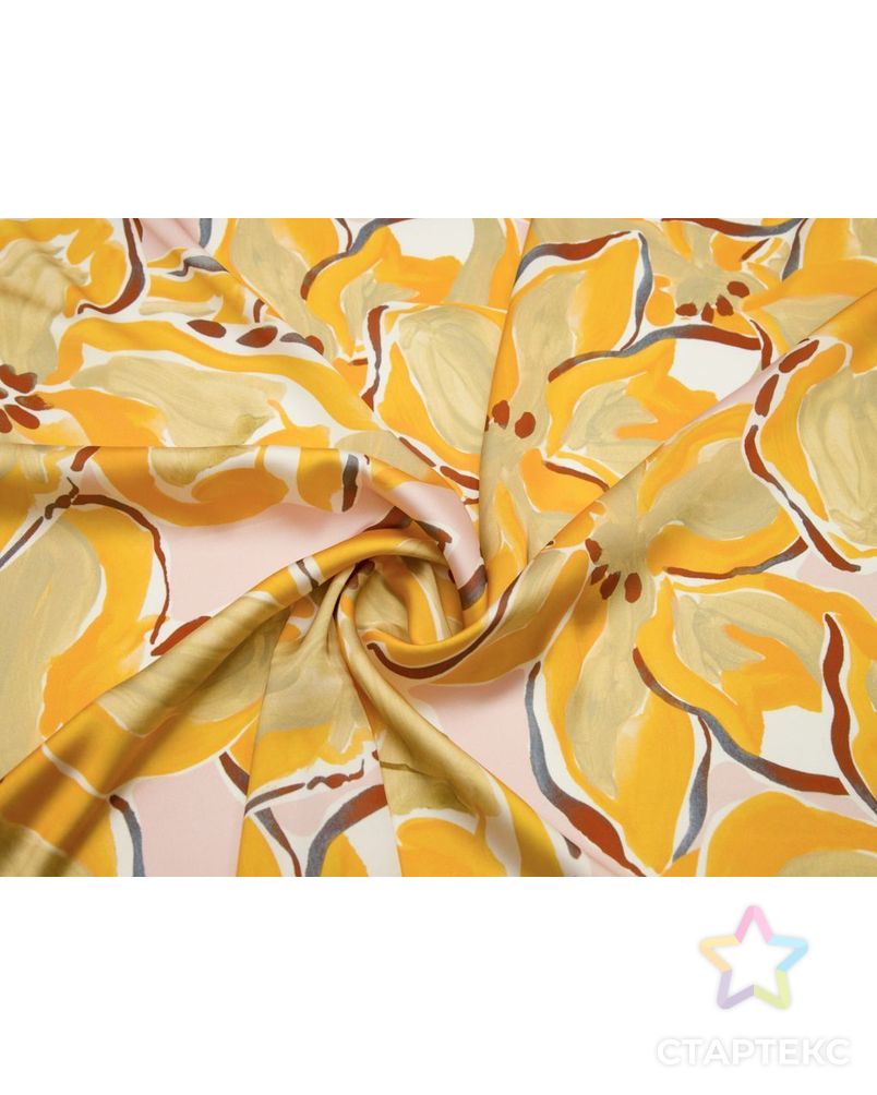 Блузочно-плательная ткань с рисунком "цветы", в оранжево-коричневых цветах арт. ГТ-8477-1-ГТ-28-10367-10-21-1 1