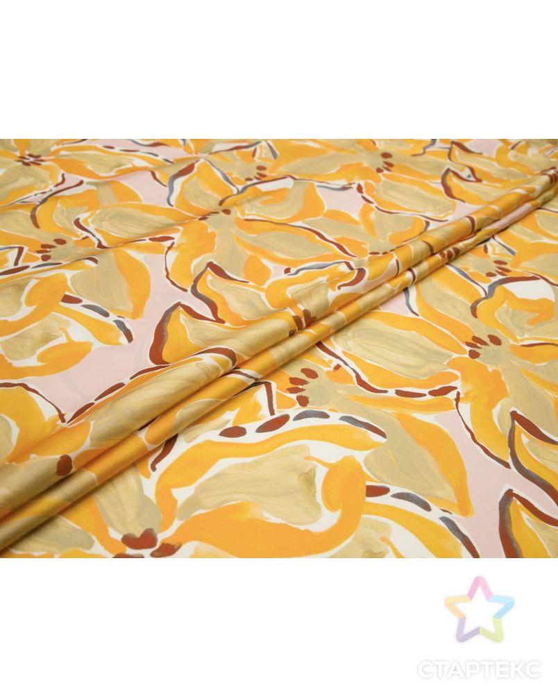 Блузочно-плательная ткань с рисунком "цветы", в оранжево-коричневых цветах арт. ГТ-8477-1-ГТ-28-10367-10-21-1 2