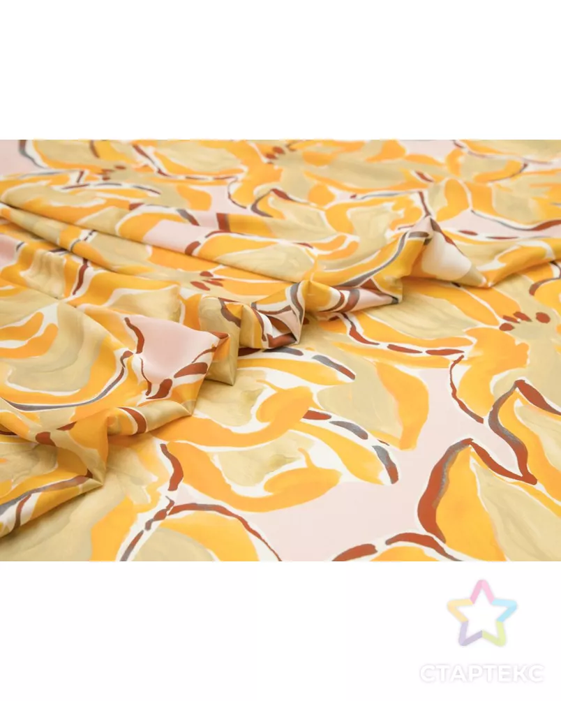 Блузочно-плательная ткань с рисунком "цветы", в оранжево-коричневых цветах арт. ГТ-8477-1-ГТ-28-10367-10-21-1 - рис. 3