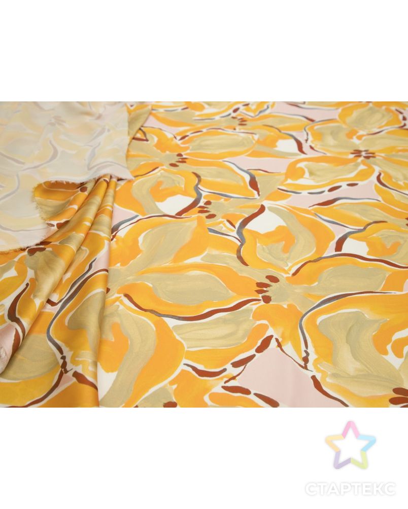 Блузочно-плательная ткань с рисунком "цветы", в оранжево-коричневых цветах арт. ГТ-8477-1-ГТ-28-10367-10-21-1 4