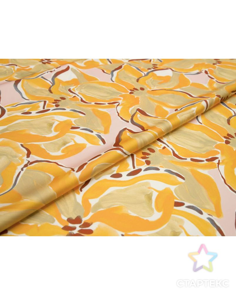 Блузочно-плательная ткань с рисунком "цветы", в оранжево-коричневых цветах арт. ГТ-8477-1-ГТ-28-10367-10-21-1 5