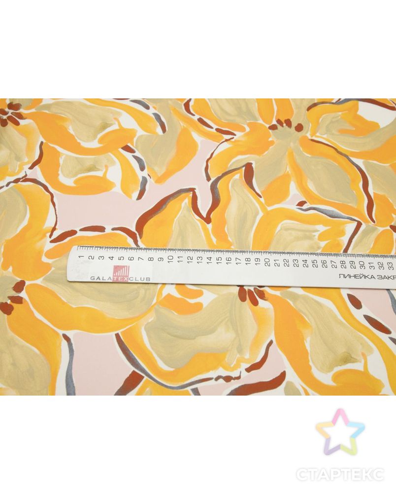 Блузочно-плательная ткань с рисунком "цветы", в оранжево-коричневых цветах арт. ГТ-8477-1-ГТ-28-10367-10-21-1 6