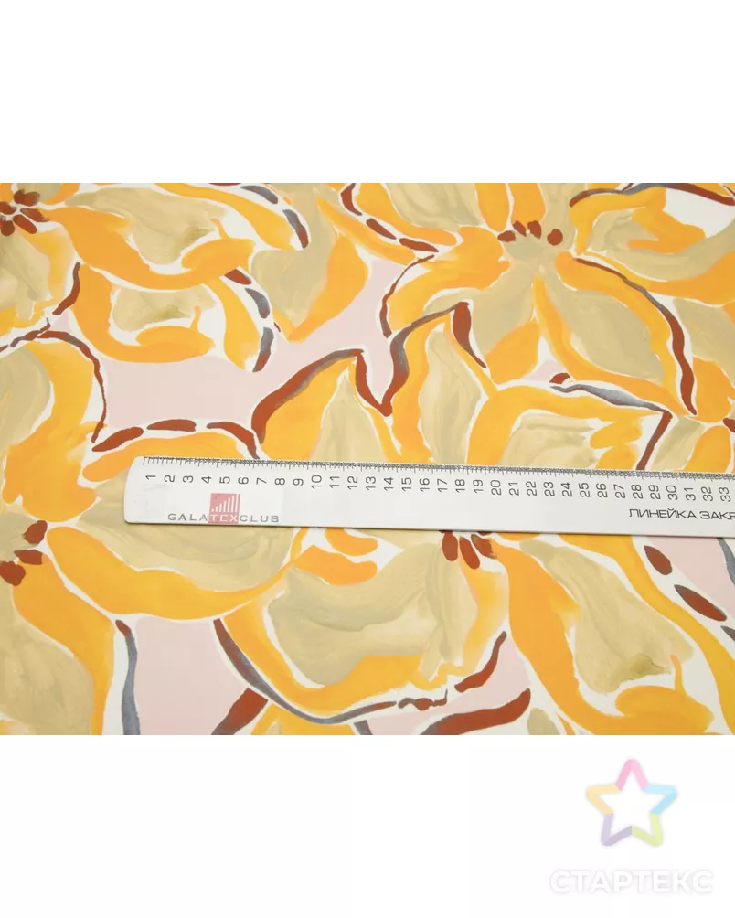 Блузочно-плательная ткань с рисунком "цветы", в оранжево-коричневых цветах арт. ГТ-8477-1-ГТ-28-10367-10-21-1 - рис. 6