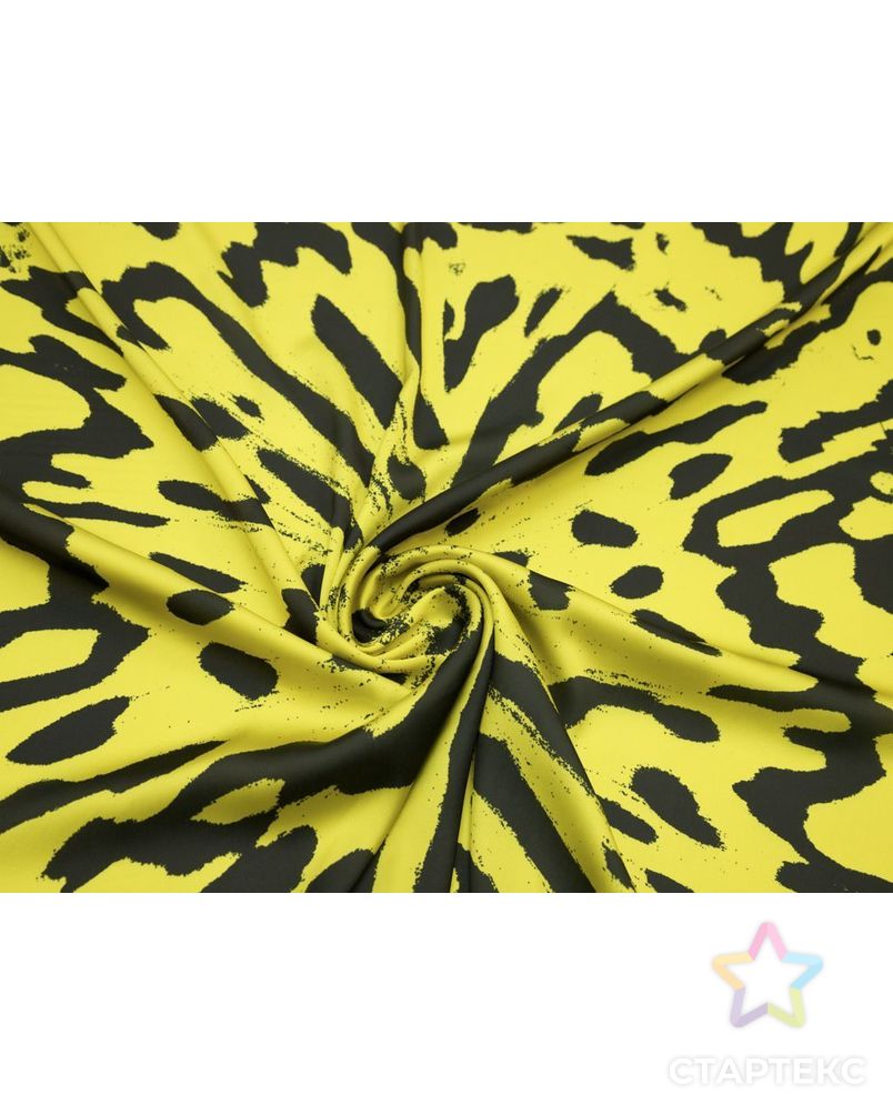 Блузочно-плательная ткань с рисунком "крупные цветы", цвет лимонно-черный арт. ГТ-8478-1-ГТ-28-10368-10-21-1 1