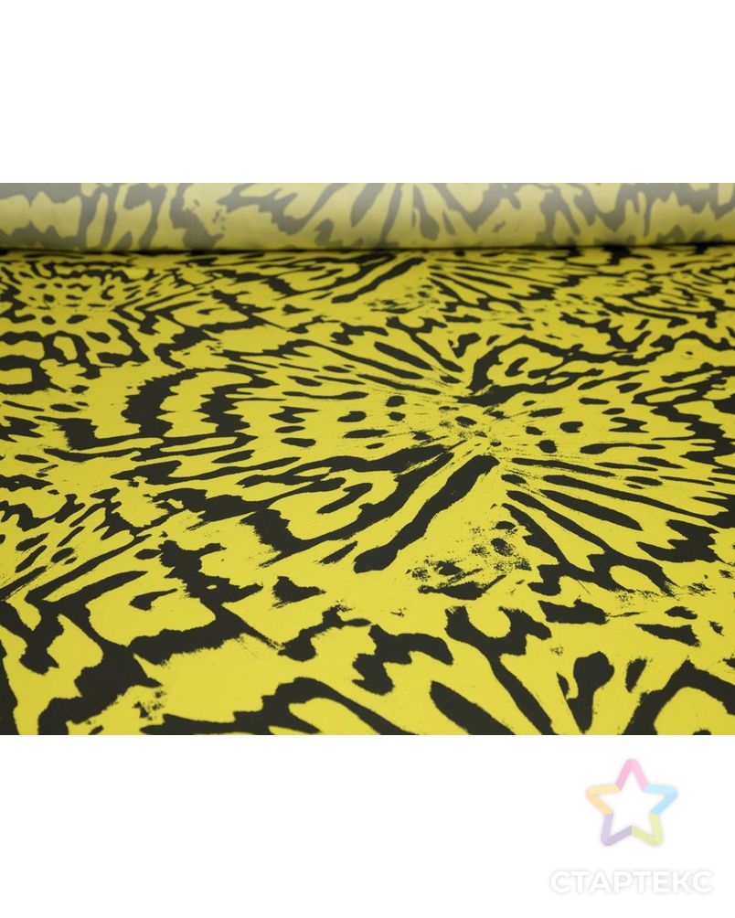 Блузочно-плательная ткань с рисунком "крупные цветы", цвет лимонно-черный арт. ГТ-8478-1-ГТ-28-10368-10-21-1 4