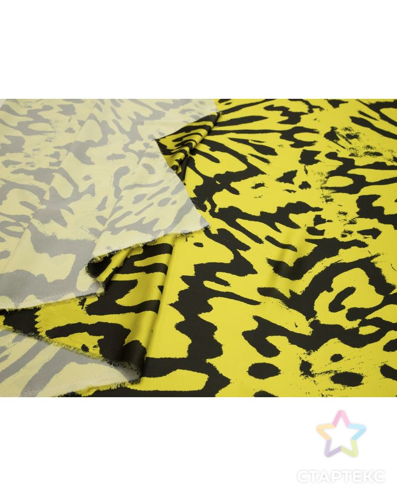Блузочно-плательная ткань с рисунком "крупные цветы", цвет лимонно-черный арт. ГТ-8478-1-ГТ-28-10368-10-21-1 5