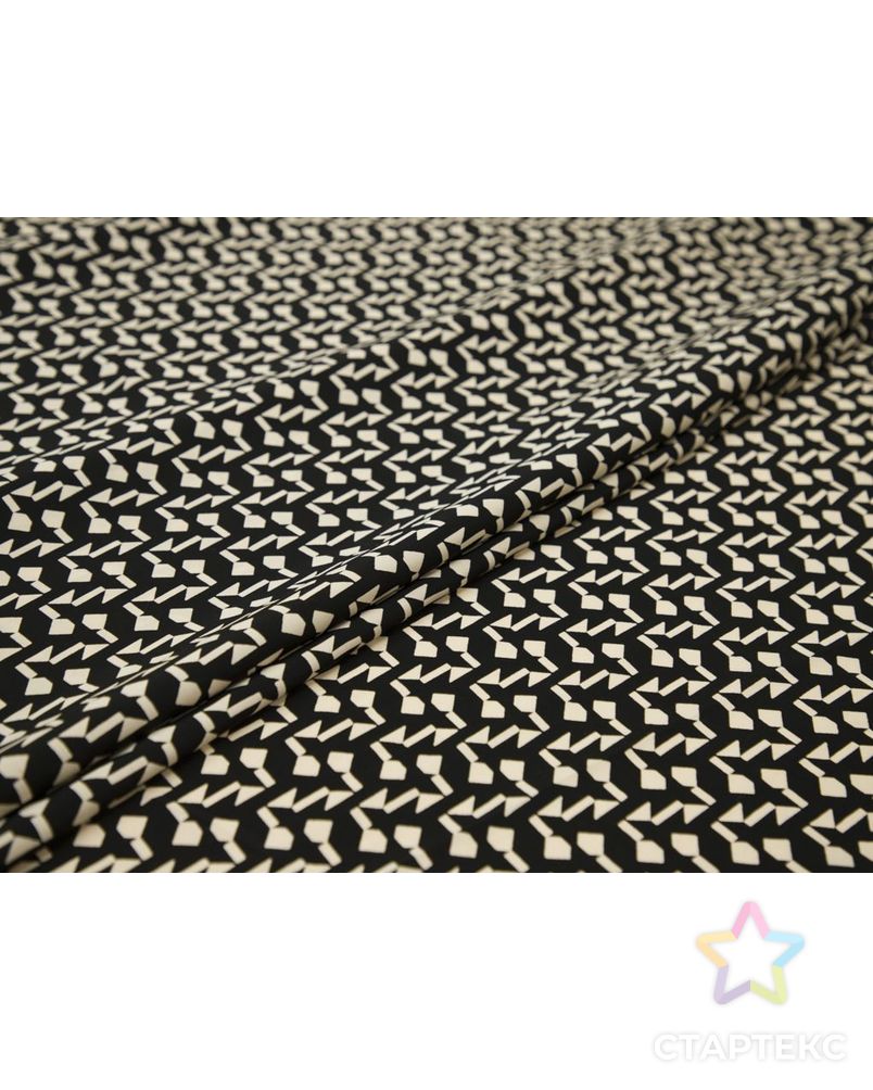 Плательная ткань черного цвета с геометрическим принтом кремового цвета арт. ГТ-8597-1-ГТ-28-10516-14-38-1 2