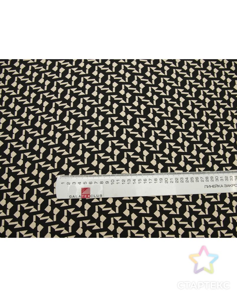 Плательная ткань черного цвета с геометрическим принтом кремового цвета арт. ГТ-8597-1-ГТ-28-10516-14-38-1 7