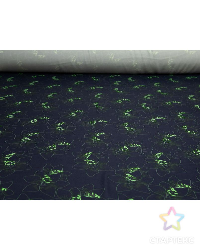 Плательная ткань  с тонким цветочным рисунком, цвет зелено-синий арт. ГТ-8691-1-ГТ-28-10603-10-21-1 4