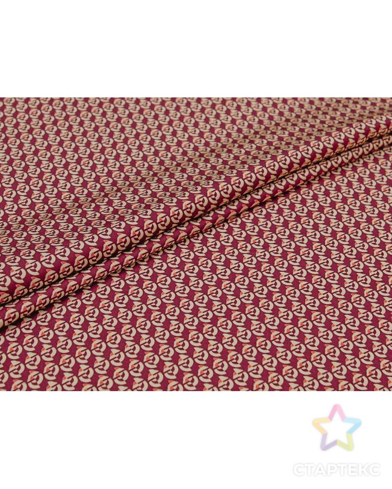 Плательная ткань с мелким принтом в вишнево-кремовом цвете арт. ГТ-8735-1-ГТ-28-10633-2-21-1 2