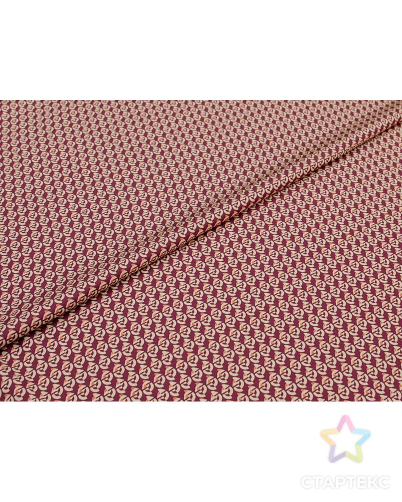 Плательная ткань с мелким принтом в вишнево-кремовом цвете арт. ГТ-8735-1-ГТ-28-10633-2-21-1 6