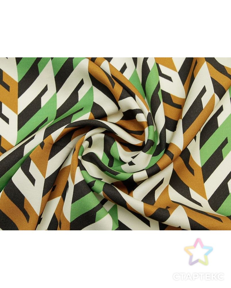Плательная ткань твил с геометрическим рисунком , зелено-коричневый цвет арт. ГТ-8737-1-ГТ-28-10644-14-21-1 1