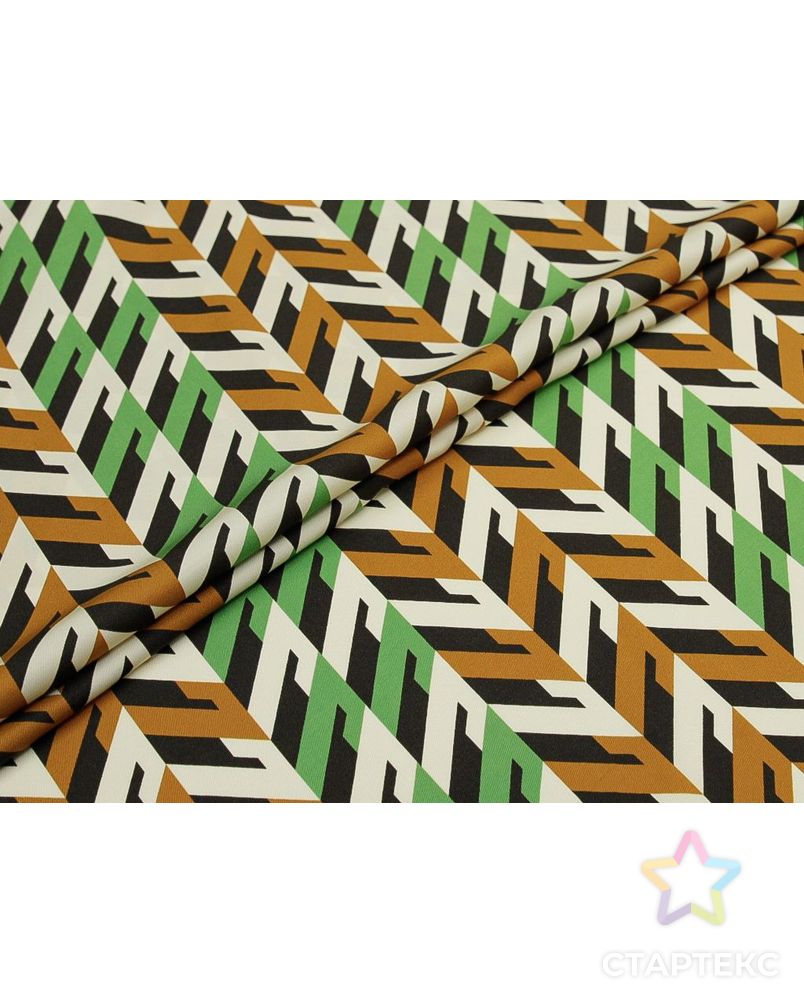 Плательная ткань твил с геометрическим рисунком , зелено-коричневый цвет арт. ГТ-8737-1-ГТ-28-10644-14-21-1 2