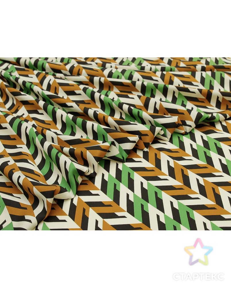 Плательная ткань твил с геометрическим рисунком , зелено-коричневый цвет арт. ГТ-8737-1-ГТ-28-10644-14-21-1 3