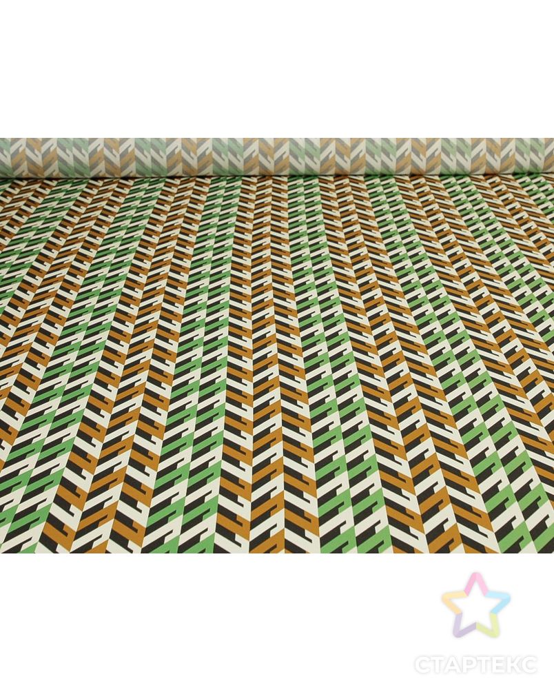 Плательная ткань твил с геометрическим рисунком , зелено-коричневый цвет арт. ГТ-8737-1-ГТ-28-10644-14-21-1 4