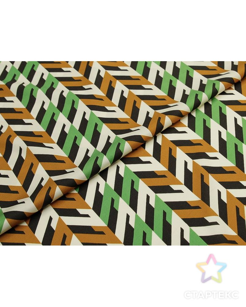 Плательная ткань твил с геометрическим рисунком , зелено-коричневый цвет арт. ГТ-8737-1-ГТ-28-10644-14-21-1 6