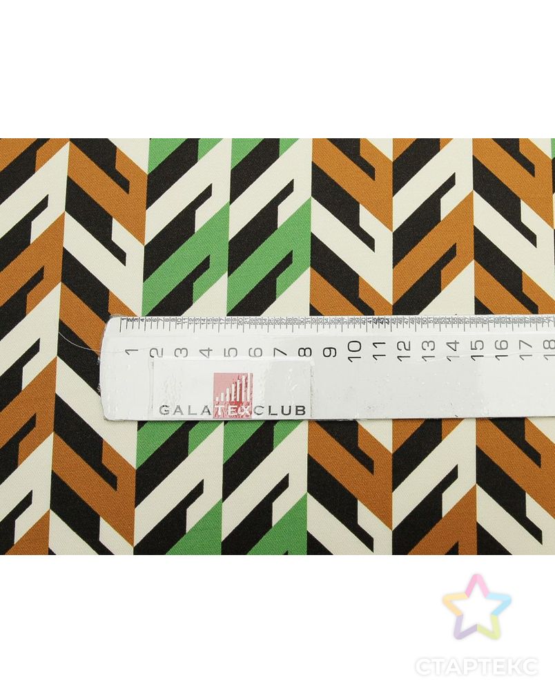 Плательная ткань твил с геометрическим рисунком , зелено-коричневый цвет арт. ГТ-8737-1-ГТ-28-10644-14-21-1 7