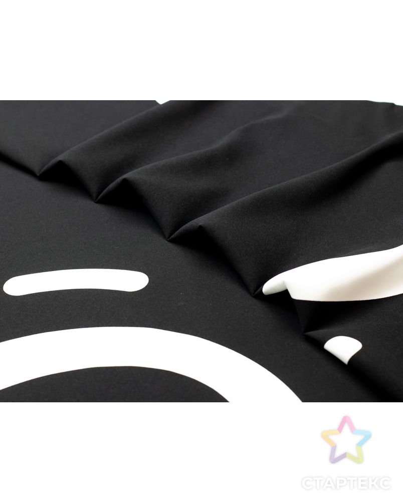 Плательная купонная ткань, на черном фоне белые сердца (раппорт 1.27м) арт. ГТ-4426-1-ГТ-28-5914-7-37-1 2