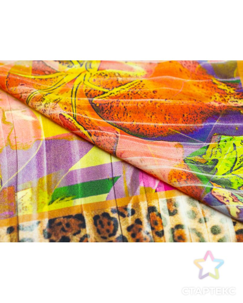 Плательная купонная ткань с крупным цветочным принтом с каймой (раппорт 0.9м) арт. ГТ-4471-1-ГТ-28-5978-7-21-1 4