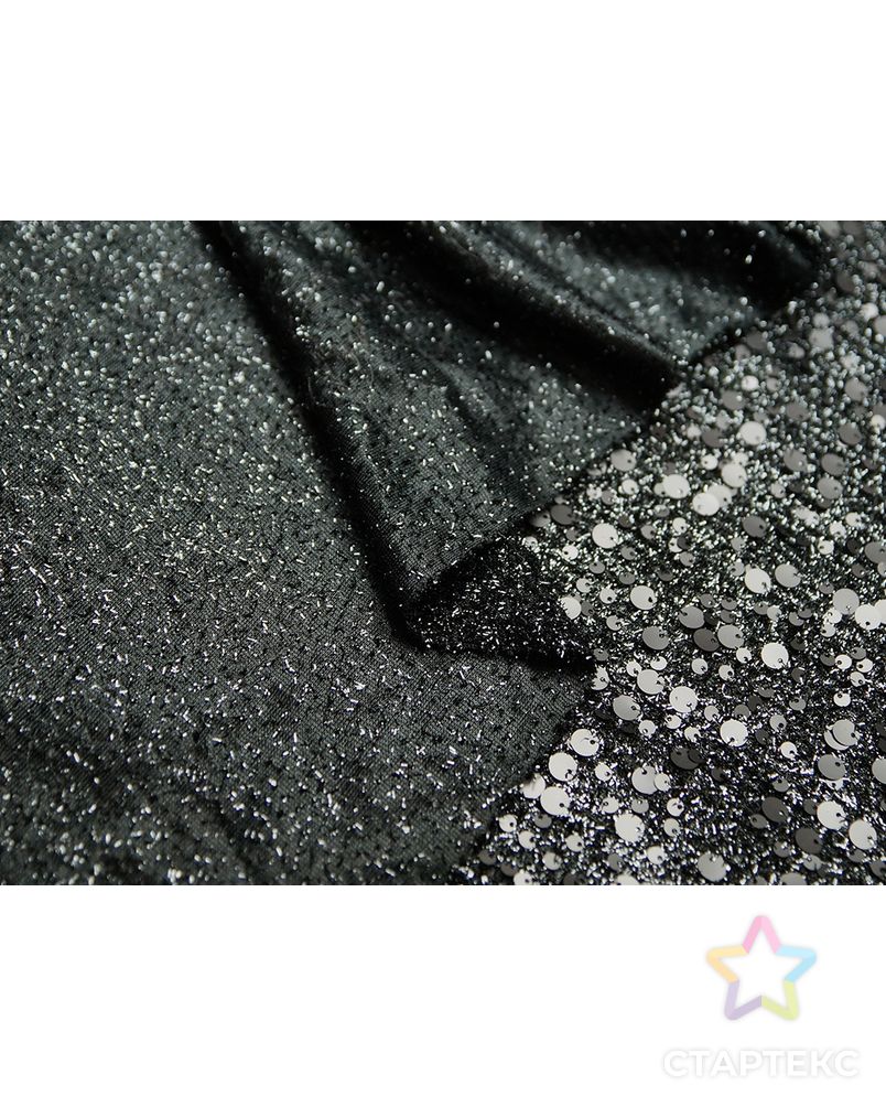Ткань плательная с пайетками, мерцающий черный арт. ГТ-4934-1-ГТ-28-6484-1-38-1 1