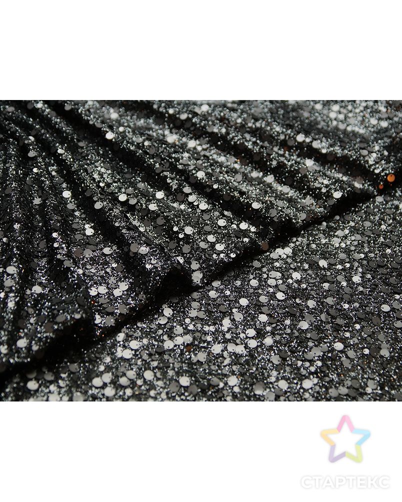 Ткань плательная с пайетками, мерцающий черный арт. ГТ-4934-1-ГТ-28-6484-1-38-1