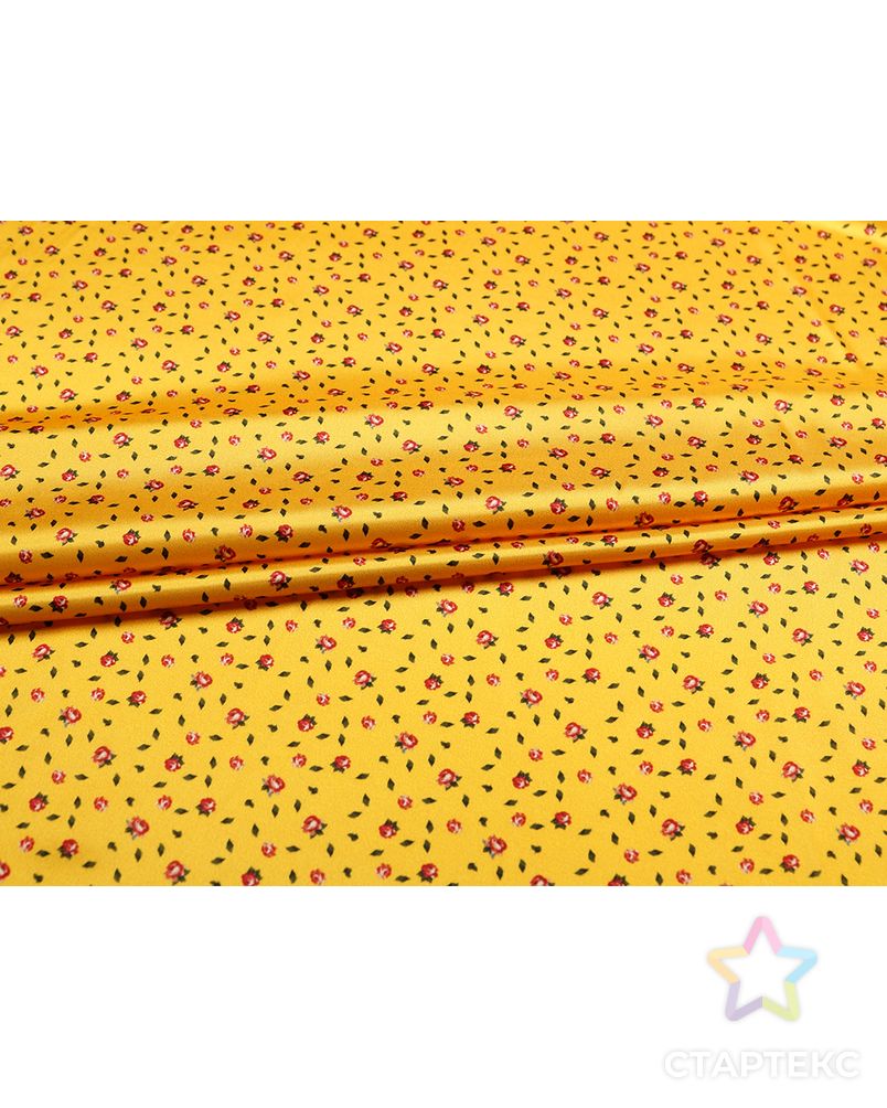 Блузочно-плательная ткань золотистого цвета с цветочным принтом арт. ГТ-5200-1-ГТ-28-6888-10-21-1