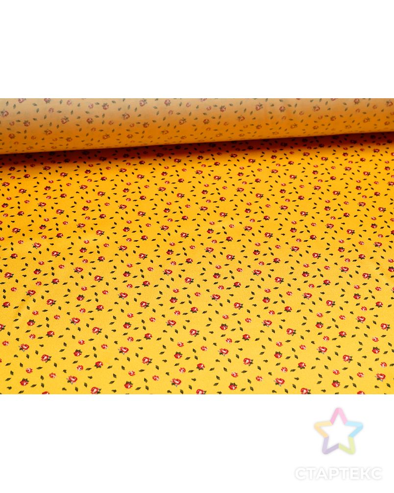 Блузочно-плательная ткань золотистого цвета с цветочным принтом арт. ГТ-5200-1-ГТ-28-6888-10-21-1