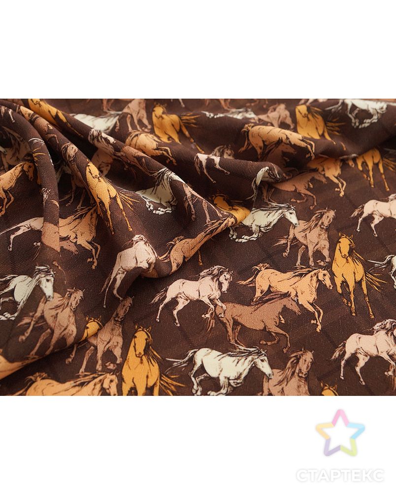 Плательная ткань с рисунком "лошади", в коричневых тонах арт. ГТ-5779-1-ГТ-28-7518-13-21-1