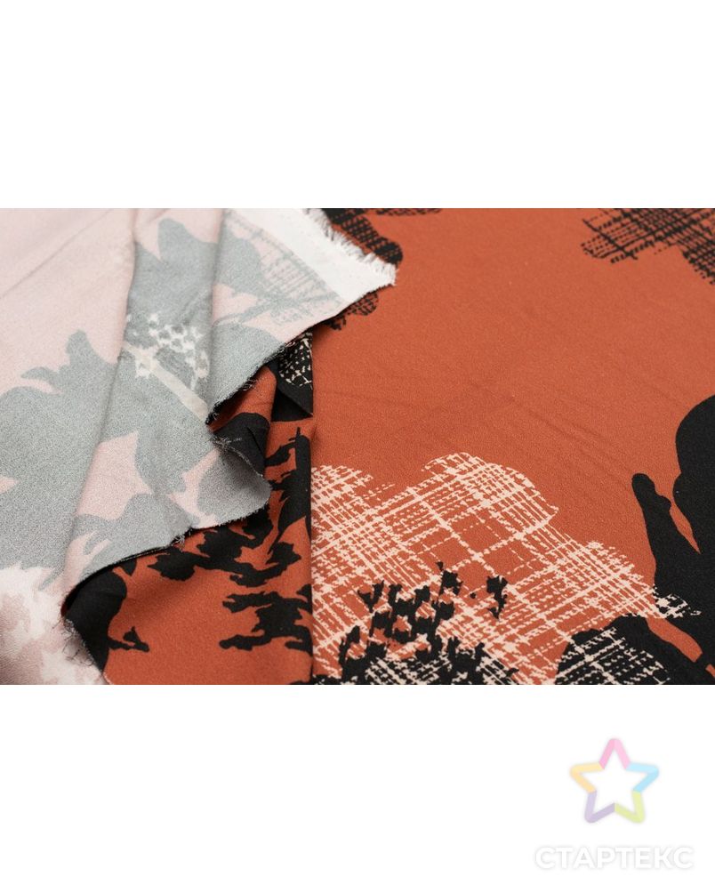 Плательная ткань с крупными цветами на коричневом фоне арт. ГТ-5937-1-ГТ-28-7671-10-21-1 2
