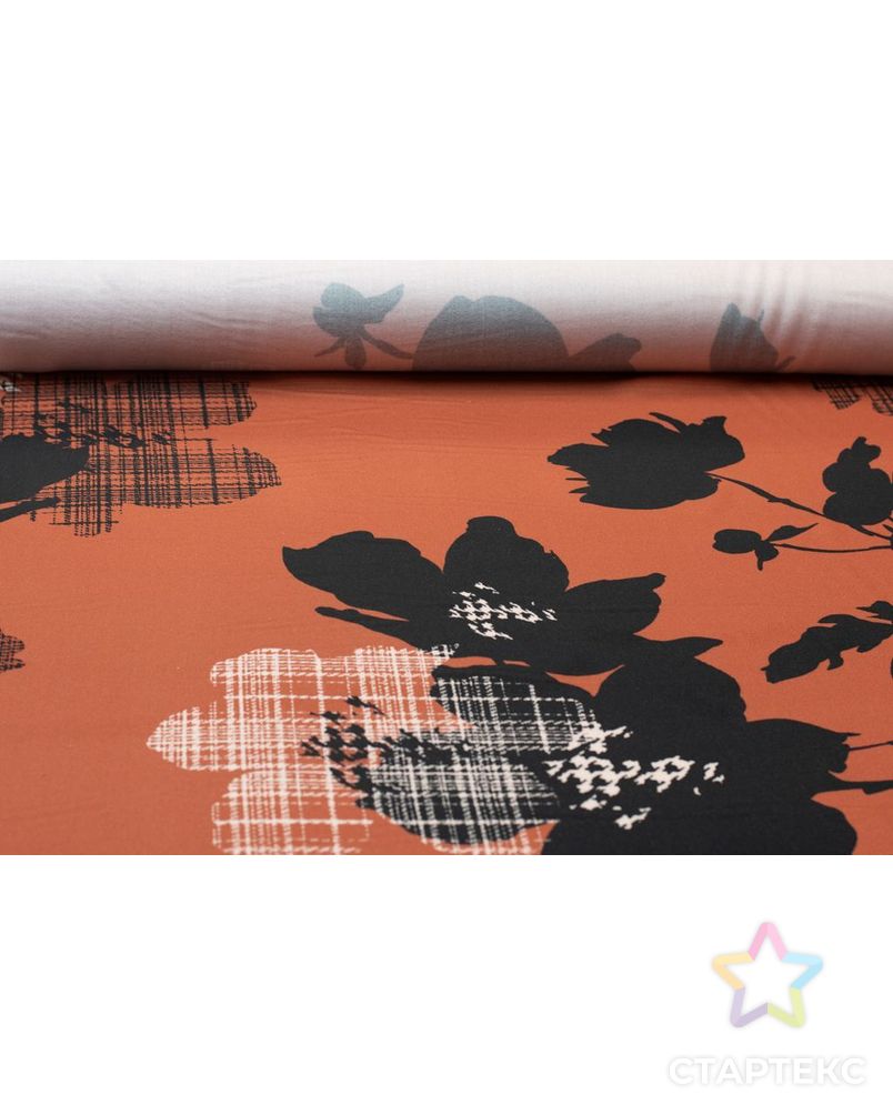 Плательная ткань с крупными цветами на коричневом фоне арт. ГТ-5937-1-ГТ-28-7671-10-21-1 3