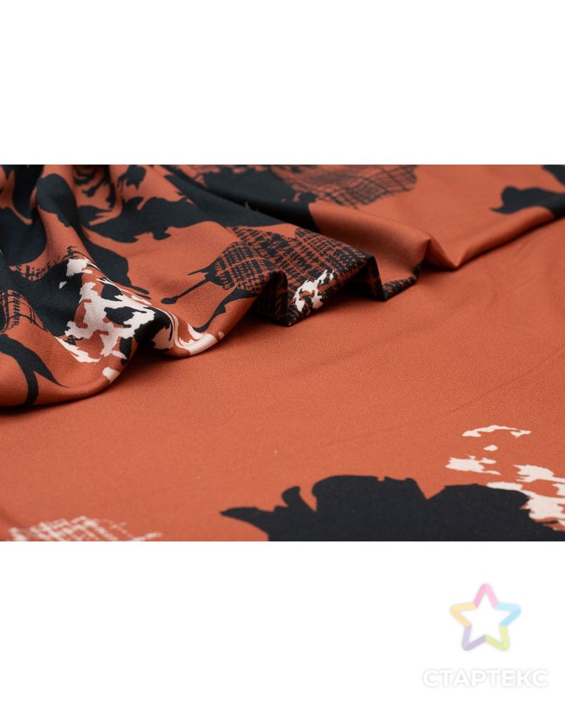 Плательная ткань с крупными цветами на коричневом фоне арт. ГТ-5937-1-ГТ-28-7671-10-21-1 5