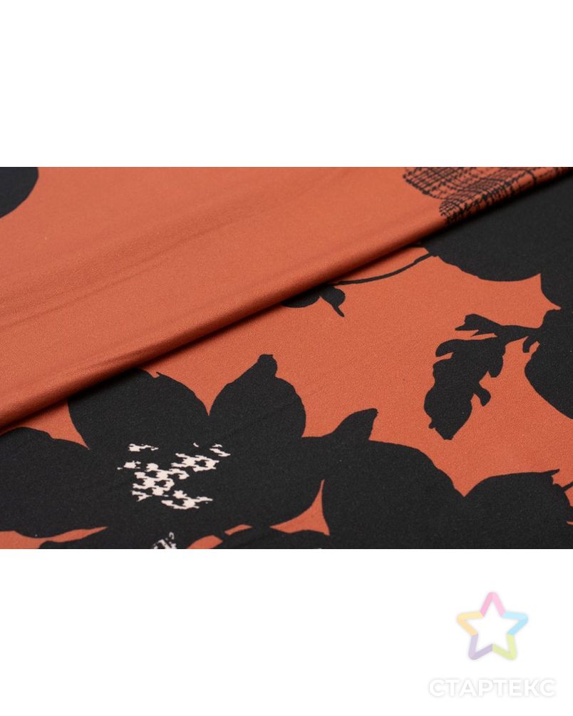 Плательная ткань с крупными цветами на коричневом фоне арт. ГТ-5937-1-ГТ-28-7671-10-21-1 6