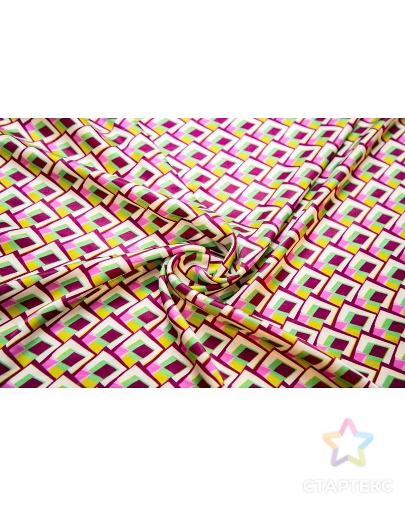 Плательная ткань с абстрактным геометрическим рисунком, в розово-зеленых цветах арт. ГТ-6929-1-ГТ-28-8772-14-21-3 1