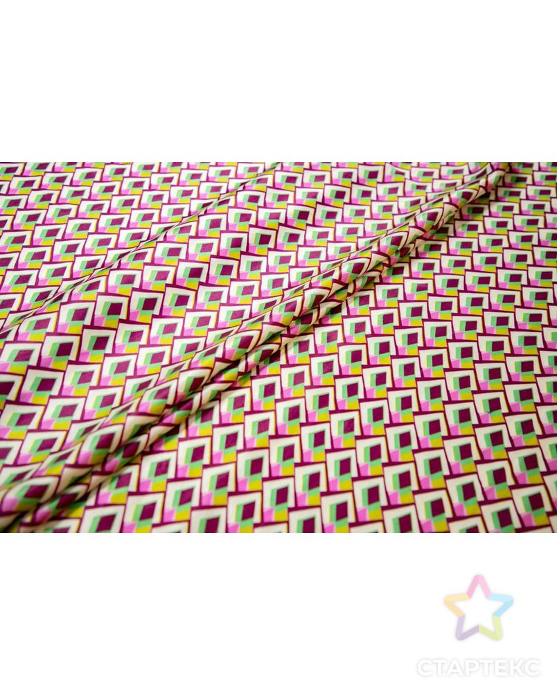 Плательная ткань с абстрактным геометрическим рисунком, в розово-зеленых цветах арт. ГТ-6929-1-ГТ-28-8772-14-21-3 2