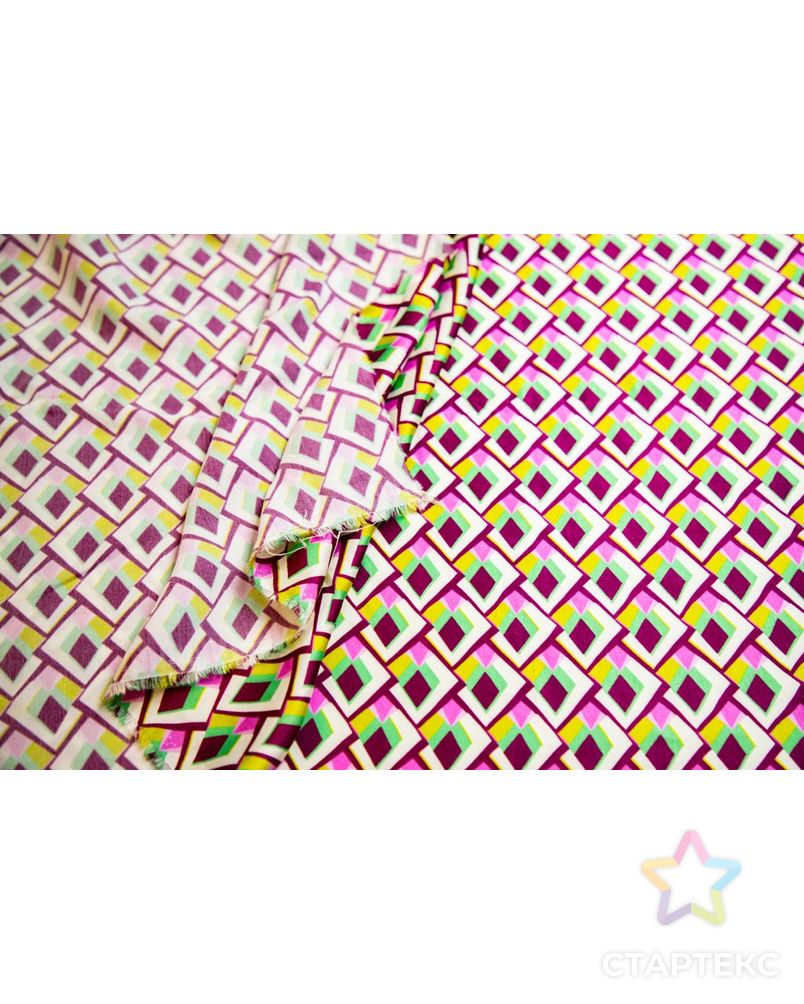 Плательная ткань с абстрактным геометрическим рисунком, в розово-зеленых цветах арт. ГТ-6929-1-ГТ-28-8772-14-21-3 5