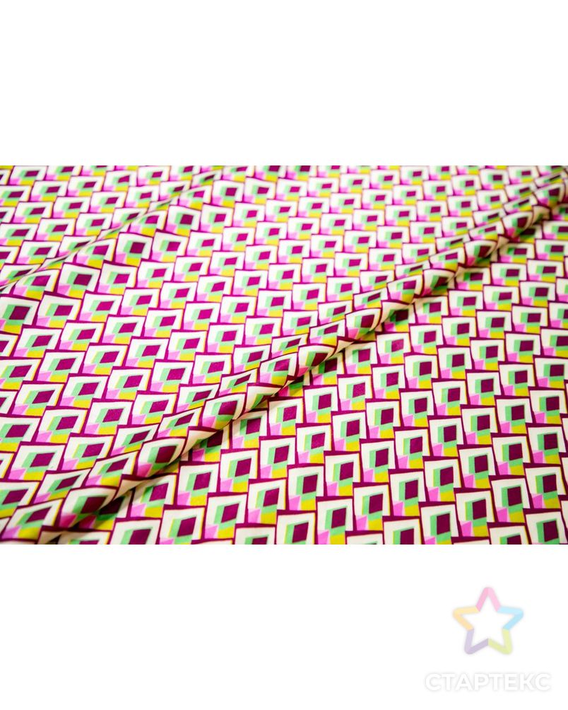 Плательная ткань с абстрактным геометрическим рисунком, в розово-зеленых цветах арт. ГТ-6929-1-ГТ-28-8772-14-21-3 6