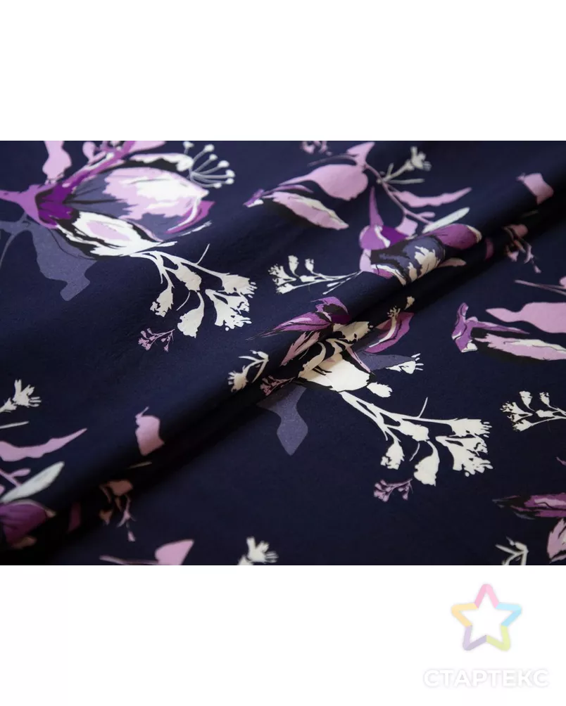 Плательная ткань с растительным рисунком, в сине-фиолетовых цветах арт. ГТ-7039-1-ГТ-28-8921-11-21-1 - рис. 2