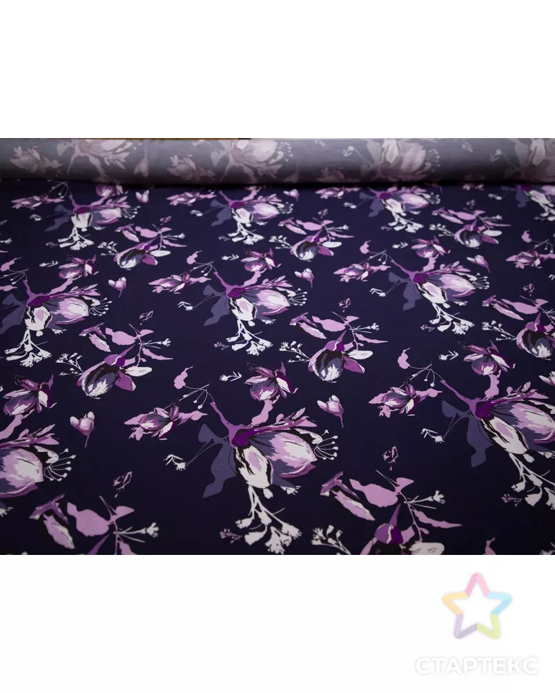 Плательная ткань с растительным рисунком, в сине-фиолетовых цветах арт. ГТ-7039-1-ГТ-28-8921-11-21-1 - рис. 4