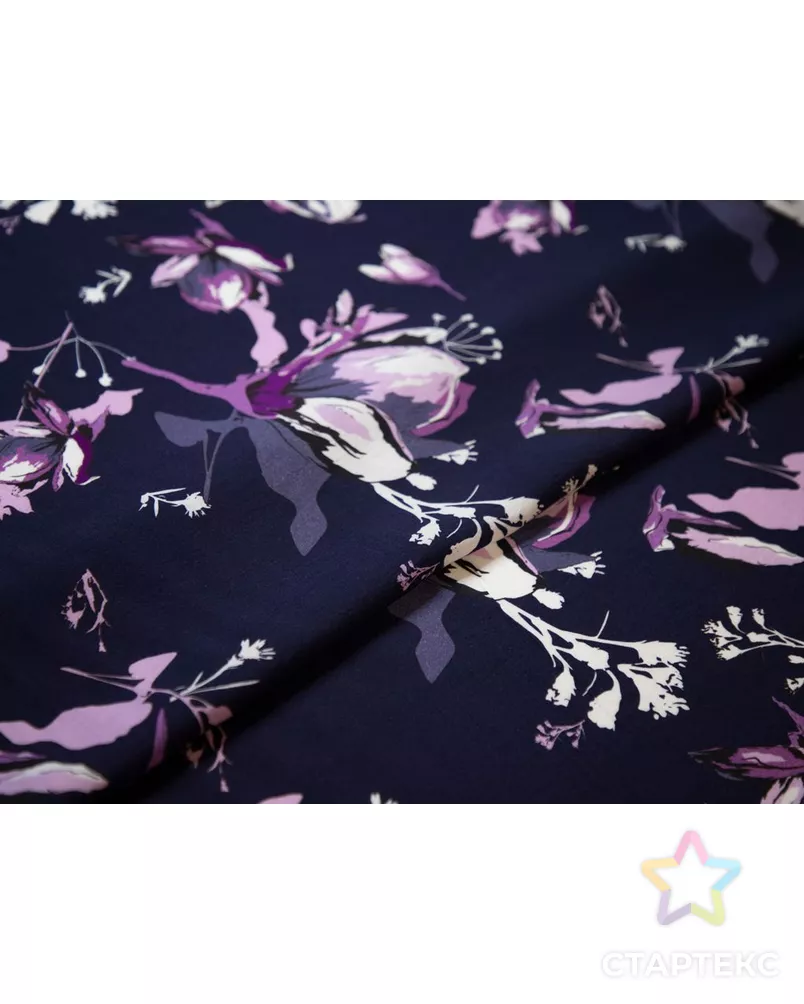 Плательная ткань с растительным рисунком, в сине-фиолетовых цветах арт. ГТ-7039-1-ГТ-28-8921-11-21-1 - рис. 6